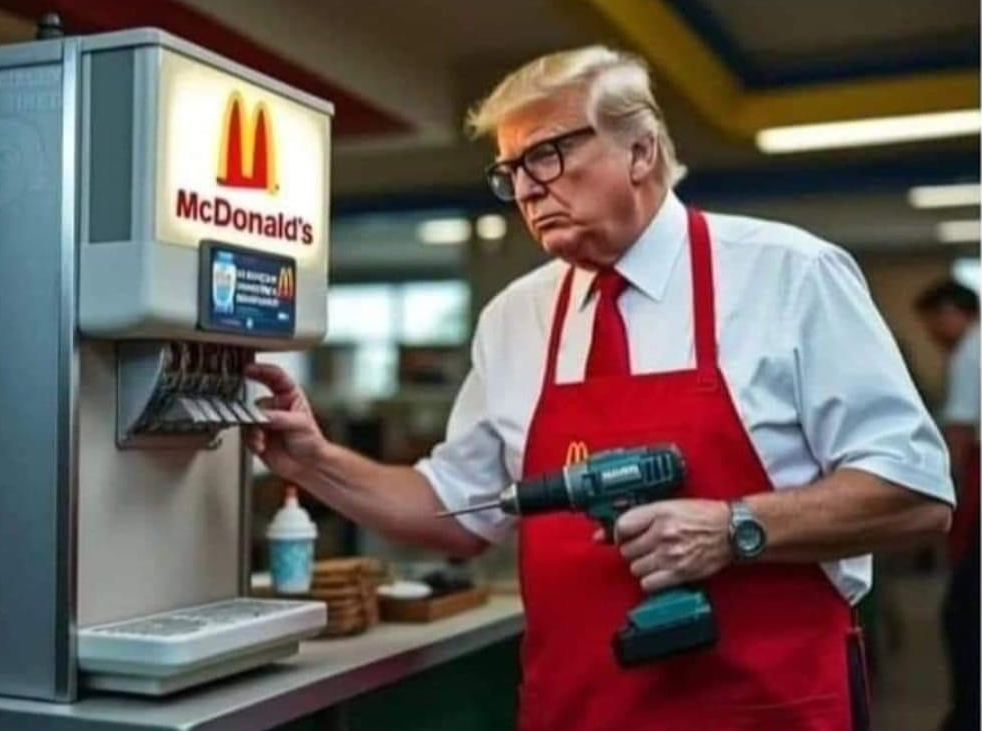 Trump breaking ice cream machine Blank Meme Template