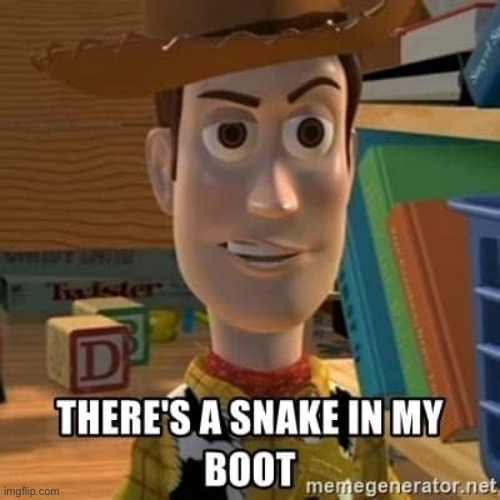 There's a snake in my boot | image tagged in there's a snake in my boot | made w/ Imgflip meme maker