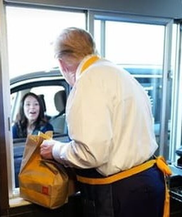 Trump McDonalds Drive thru with Kamala Blank Meme Template