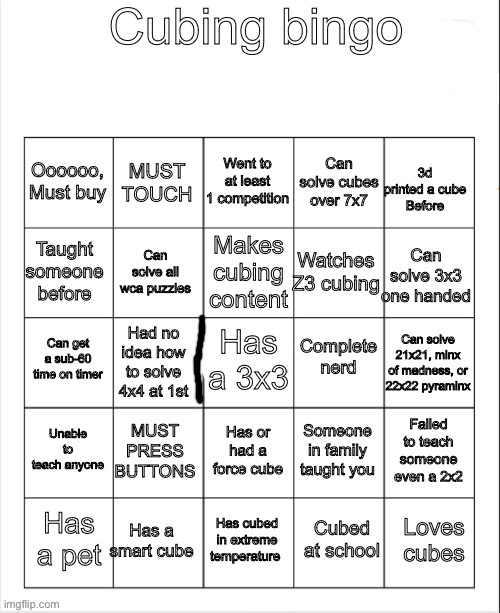 Tuytjfy | image tagged in cubing bingo | made w/ Imgflip meme maker