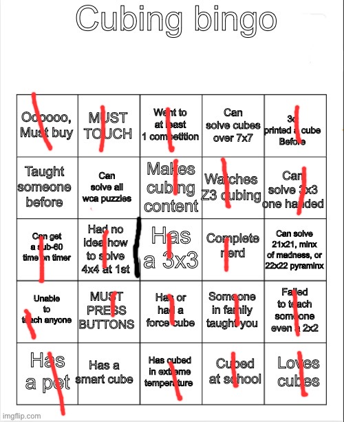 Bingo | image tagged in cubing bingo | made w/ Imgflip meme maker