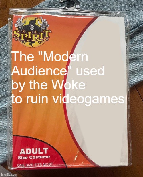 Spirit Halloween | The "Modern Audience" used by the Woke to ruin videogames | image tagged in spirit halloween | made w/ Imgflip meme maker