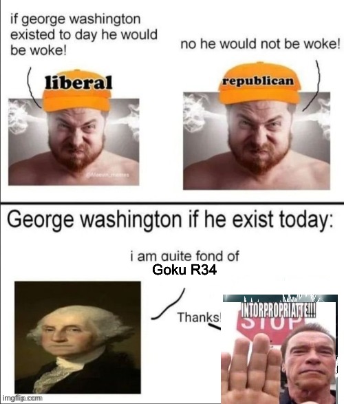 Don’t ask how I came upon this | Goku R34 | image tagged in george washington if he existed today | made w/ Imgflip meme maker