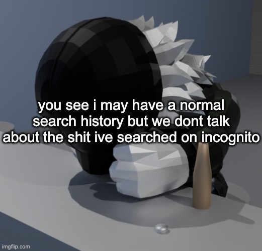 "whats the average penis length" why the fuck do i need to know that i dont even have one yet | you see i may have a normal search history but we dont talk about the shit ive searched on incognito | image tagged in template | made w/ Imgflip meme maker