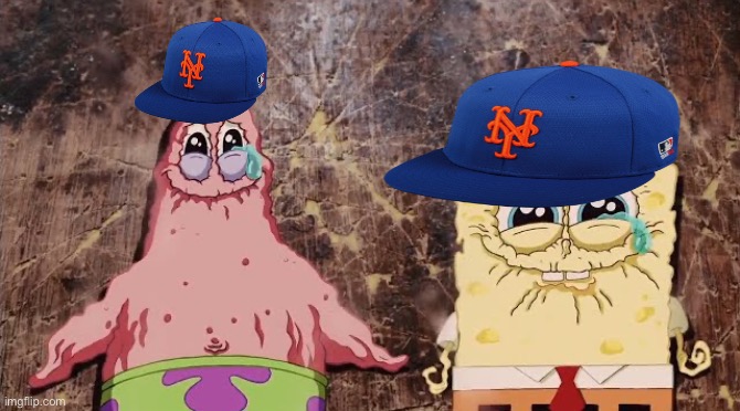 It was fun while it lasted :’) | image tagged in spongebob and patrick drying up,spongebob squarepants,mets,baseball,nlcs,dank memes | made w/ Imgflip meme maker