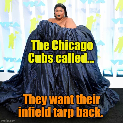 Lizzo Tarp | The Chicago Cubs called... They want their infield tarp back. | image tagged in lizzo tarp | made w/ Imgflip meme maker