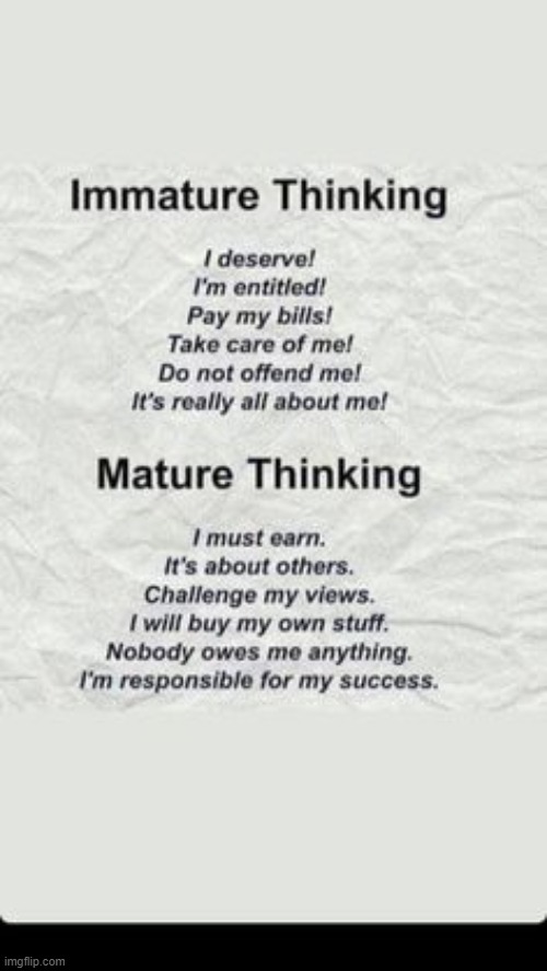 Immaturity vs Maturity | image tagged in the truth,immature,mature,child,adult,responsibility | made w/ Imgflip meme maker