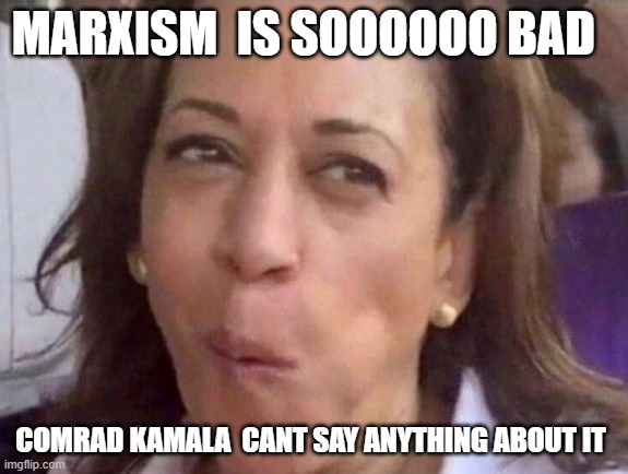 Kamala Harris | MARXISM  IS SOOOOOO BAD; COMRAD KAMALA  CANT SAY ANYTHING ABOUT IT | image tagged in kamala harris | made w/ Imgflip meme maker