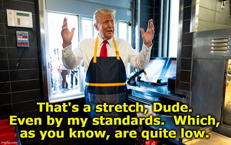 That's a stretch, Dude. Even by my standards.  Which, as you know, are quite low. | made w/ Imgflip meme maker