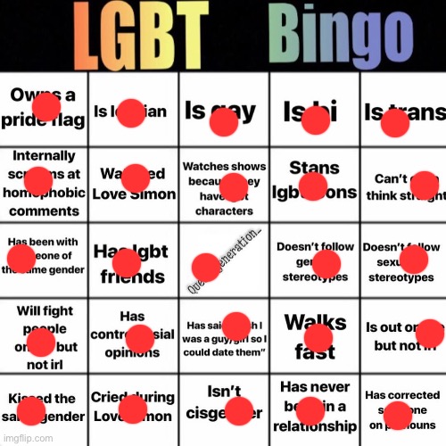 LGBTQ bingo | image tagged in lgbtq bingo | made w/ Imgflip meme maker