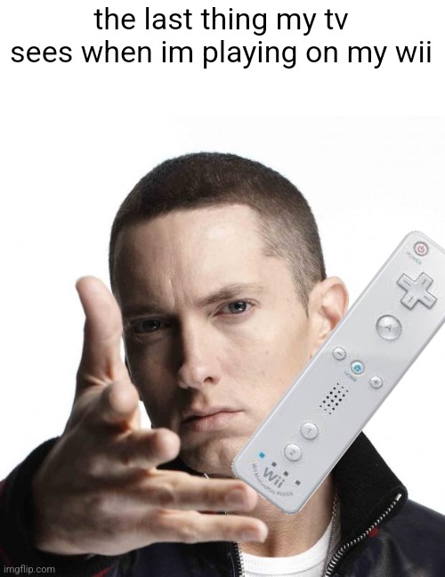 Eminem video game logic | the last thing my tv sees when im playing on my wii | image tagged in eminem video game logic | made w/ Imgflip meme maker