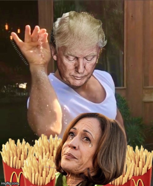 More salt for your Liberal tears ma’am?  Template @ Dumbassphotoshop | image tagged in donald trump,maga,liberal tears,kamala harris,mcdonalds,democrats | made w/ Imgflip meme maker