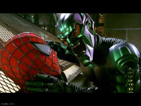 Spiderman and Green Goblin | image tagged in spiderman and green goblin | made w/ Imgflip meme maker