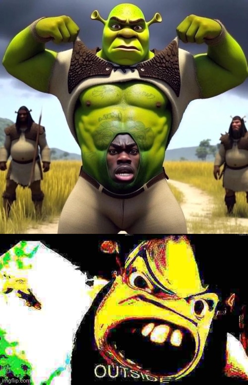 Cursed Shrek | image tagged in outside,shrek,stomach,cursed image,tummy,memes | made w/ Imgflip meme maker