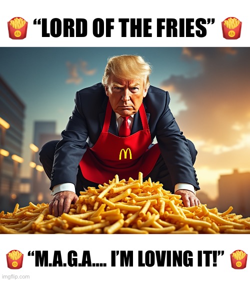 🍟 “LORD OF THE FRIES” 🍟; 🍟 “M.A.G.A…. I’M LOVING IT!” 🍟 | made w/ Imgflip meme maker