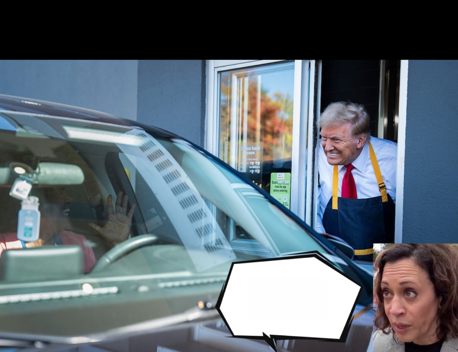 Trump at McDonalds Blank Meme Template