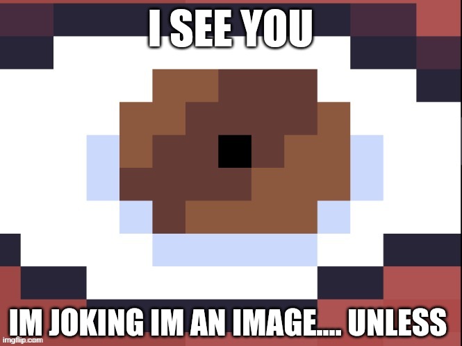 Eye see you | I SEE YOU; IM JOKING IM AN IMAGE.... UNLESS | image tagged in horror,image,eyes,i see dead people,pixel,skibidi toilet | made w/ Imgflip meme maker