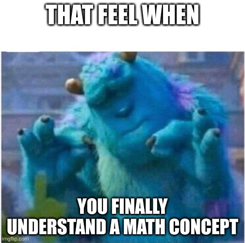 Pleased Sulley | THAT FEEL WHEN; YOU FINALLY UNDERSTAND A MATH CONCEPT | image tagged in pleased sulley | made w/ Imgflip meme maker