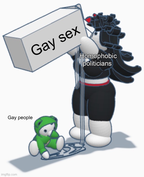 Claire and Matteo carton | Gay sex; Homophobic politicians; Gay people | image tagged in claire and matteo carton | made w/ Imgflip meme maker