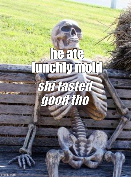 i like my cheese grippy..i mean uh...drippy...i like my cheese drippy | he ate lunchly mold; shi tasted good tho | image tagged in memes,repost,waiting skeleton,waiting,ksi,thick | made w/ Imgflip meme maker