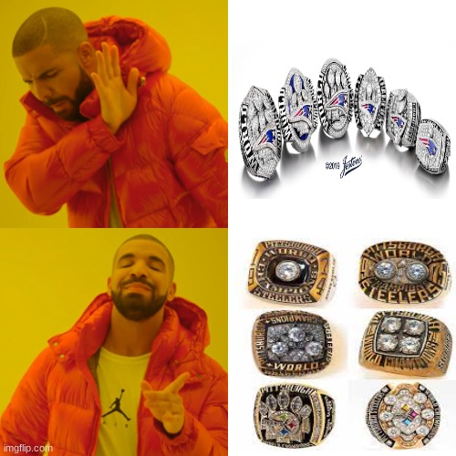 Steelers 6 rings meme | image tagged in memes,drake hotline bling,pittsburgh steelers,hahaha,funny memes,nfl | made w/ Imgflip meme maker