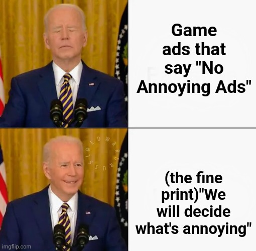 Brandon and Joe Bling | Game ads that say "No Annoying Ads" (the fine print)"We will decide what's annoying" | image tagged in brandon and joe bling | made w/ Imgflip meme maker