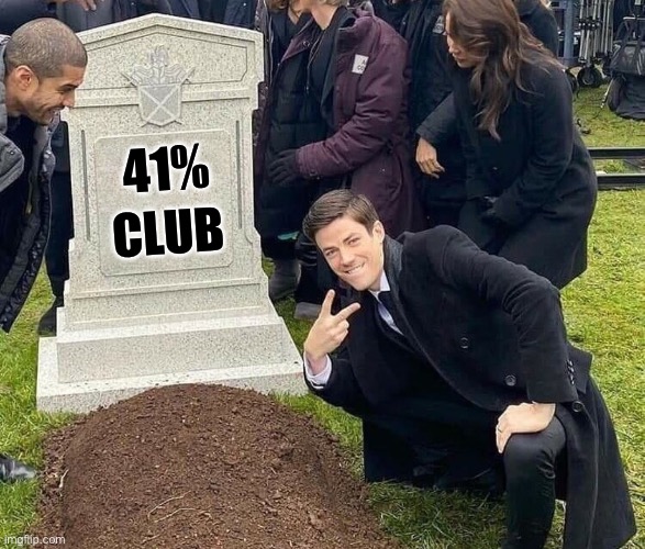 41% CLUB | image tagged in peace sign tombstone | made w/ Imgflip meme maker