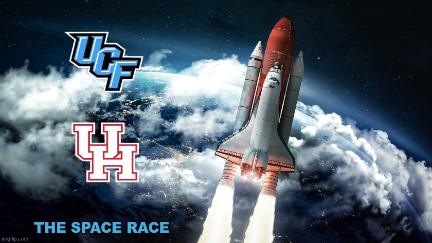 UCF vs Houston meme | THE SPACE RACE | image tagged in college football,football,houston,memes,funny memes | made w/ Imgflip meme maker