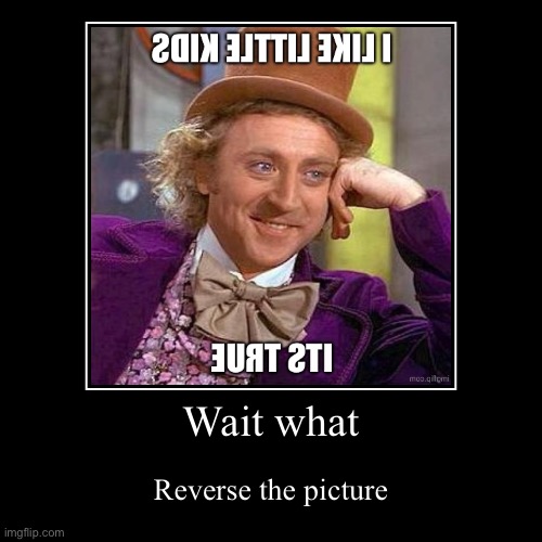 Wait what | Reverse the picture | image tagged in funny,demotivationals | made w/ Imgflip demotivational maker