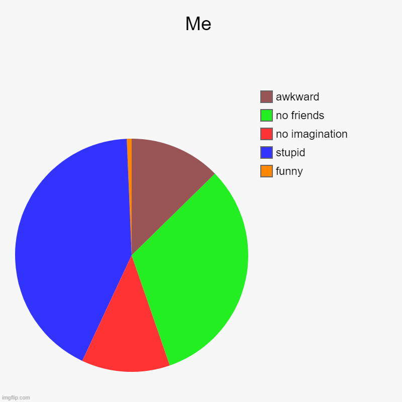 Me | funny, stupid, no imagination, no friends, awkward | image tagged in charts,pie charts | made w/ Imgflip chart maker