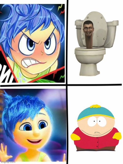 Inside out joy hates skibidi toilet and loves cartman | image tagged in inside out joy hates and loves meme,skibidi toilet,skibidi toilet sucks,cartman,inside out,joy | made w/ Imgflip meme maker