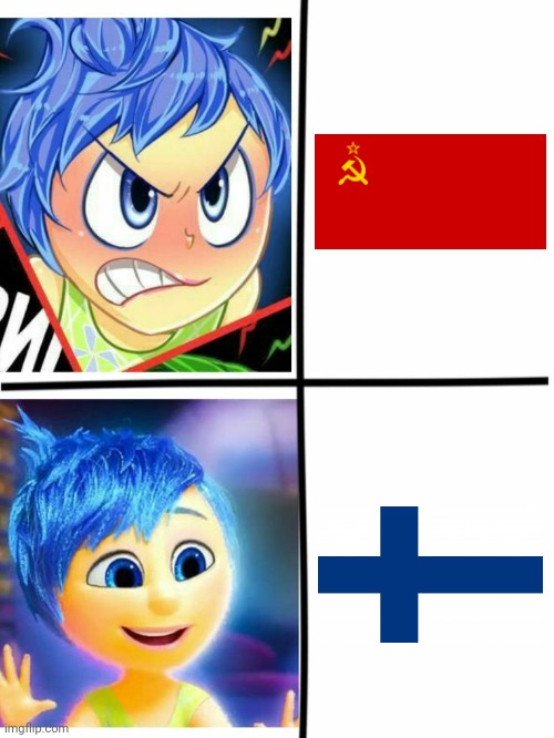 Inside out joy hates soviet union and loves finland | image tagged in inside out joy hates and loves meme,inside out joy,inside out,soviet union,finland,winter war | made w/ Imgflip meme maker