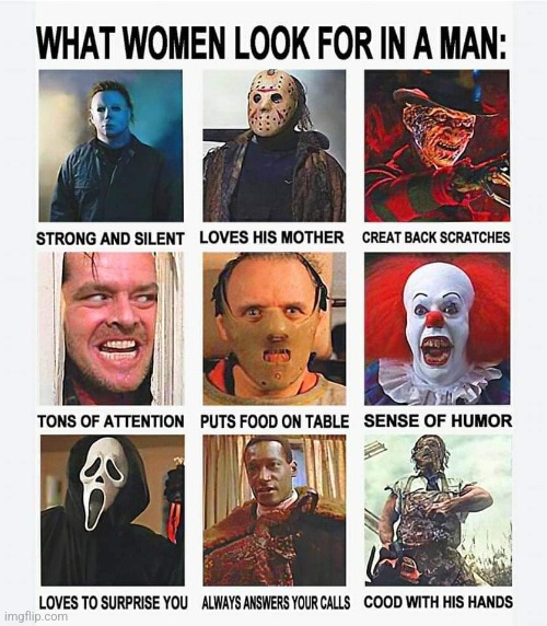 Here ya go, ladies! | image tagged in horror movie,men,women,want,halloween memes | made w/ Imgflip meme maker