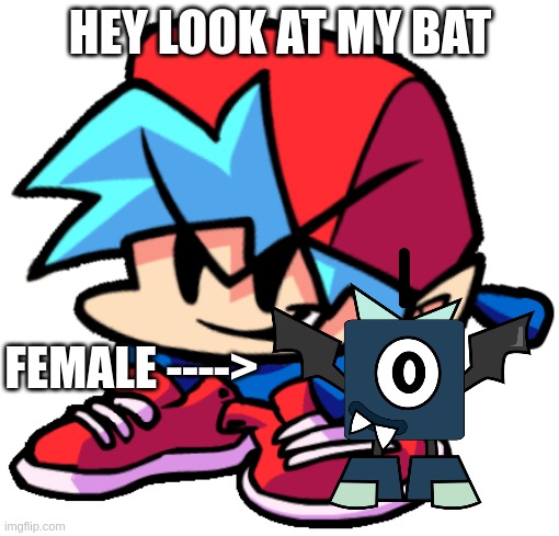 the bat looks legendary! | HEY LOOK AT MY BAT; FEMALE ----> | image tagged in keth | made w/ Imgflip meme maker