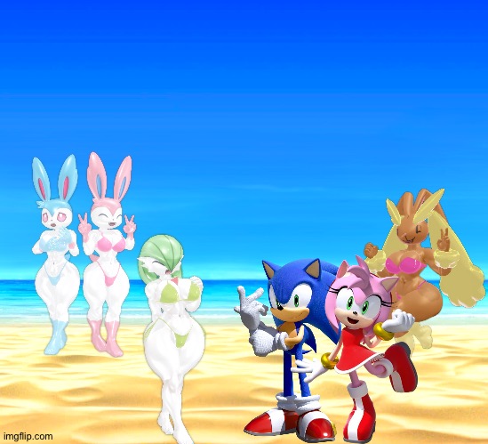 Sonic,Amy and their friends having a awesome party at the beach | image tagged in beach background,sonic the hedgehog,amy rose,pokemon,crossover | made w/ Imgflip meme maker