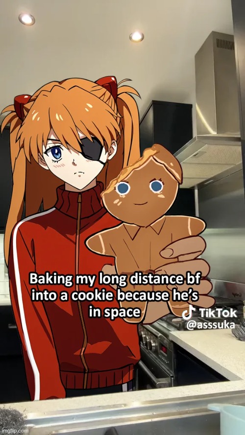 She was just embarrassed to admit it | image tagged in neon genesis evangelion,evangelion,rebuild of evangelion,shinji ikari,asuka langley soryu,cookie | made w/ Imgflip meme maker