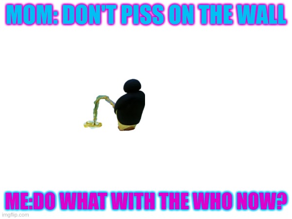 me pissing on da wall | MOM: DON'T PISS ON THE WALL; ME:DO WHAT WITH THE WHO NOW? | image tagged in penguin,noot noot | made w/ Imgflip meme maker