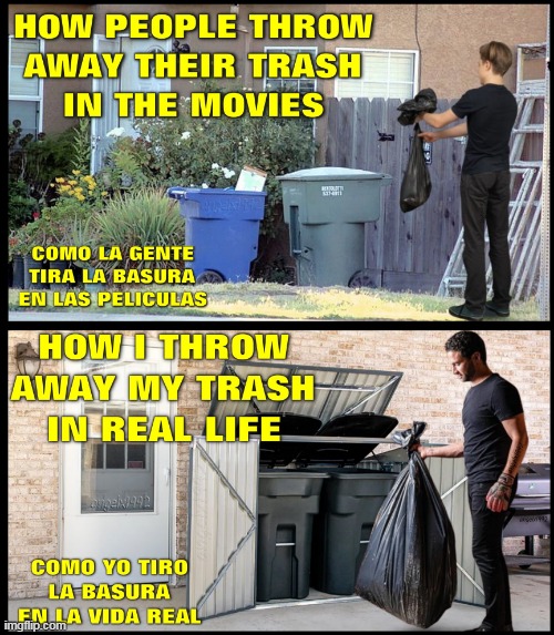 image tagged in movies,trash,trash can,in real life,movie,trash day | made w/ Imgflip meme maker