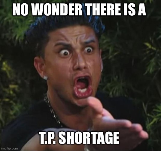 DJ Pauly D Meme | NO WONDER THERE IS A T.P. SHORTAGE | image tagged in memes,dj pauly d | made w/ Imgflip meme maker