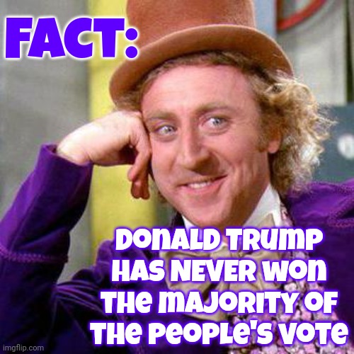 Have You Ever Seen A Wild Animal Caught In A Trap?  Same Thing.  Only It's Trump So Watch Out For His Claws And Fangs | Fact:; Donald Trump has NEVER won the majority of the People's vote | image tagged in willy wonka blank,donald trump is a convicted rapist,lock him up,trump lies,convict,memes | made w/ Imgflip meme maker