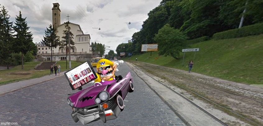 wario dies from car crash in lviv while driving fast and watching chaggie | image tagged in wario dies,lviv,ukraine,hazbin hotel | made w/ Imgflip meme maker