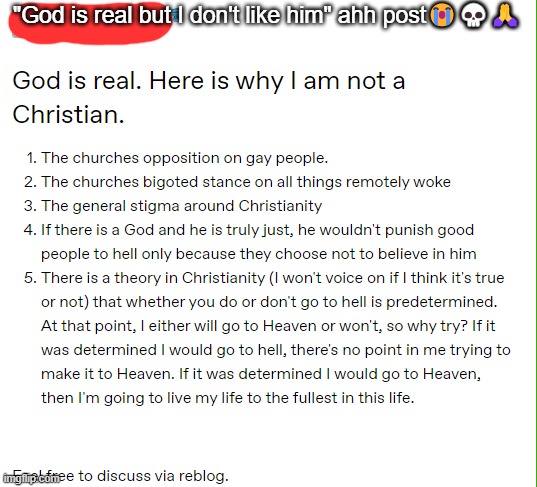 "God is real but I don't like him" ahh post😭💀🙏 | made w/ Imgflip meme maker