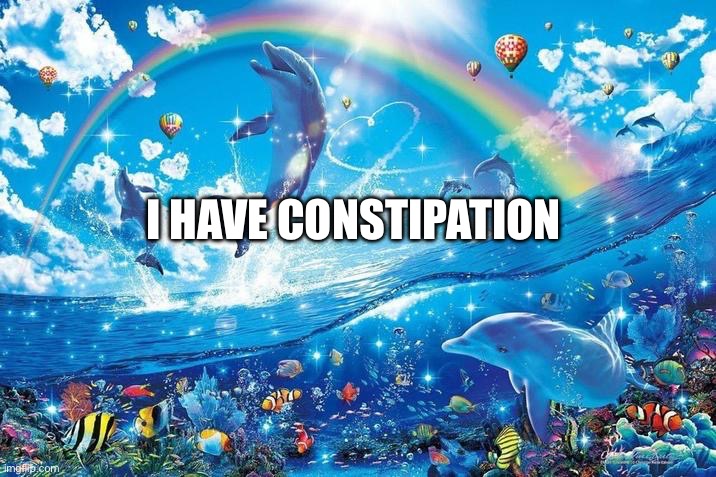 Happy dolphin rainbow | I HAVE CONSTIPATION | image tagged in happy dolphin rainbow | made w/ Imgflip meme maker