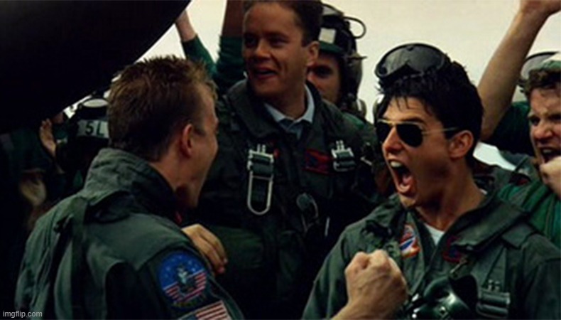 top gun celebration scene | image tagged in top gun celebration scene | made w/ Imgflip meme maker