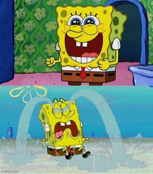 spongebob happy and sad | image tagged in spongebob happy and sad | made w/ Imgflip meme maker