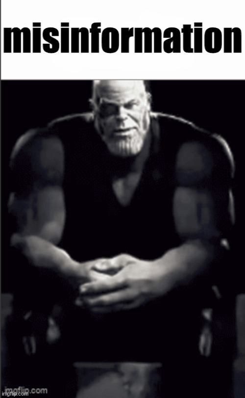 thanos explaining misinformation | image tagged in thanos explaining misinformation | made w/ Imgflip meme maker