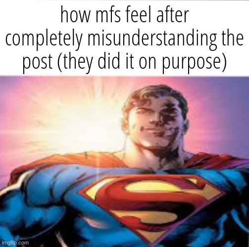 Superman starman meme | how mfs feel after completely misunderstanding the post (they did it on purpose) | image tagged in superman starman meme | made w/ Imgflip meme maker