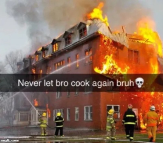 Never let  bro cook again bruh | image tagged in never let bro cook again bruh | made w/ Imgflip meme maker