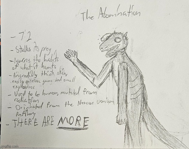 The Abomination, the main creature you face in my video game idea, Hypoxinora | made w/ Imgflip meme maker