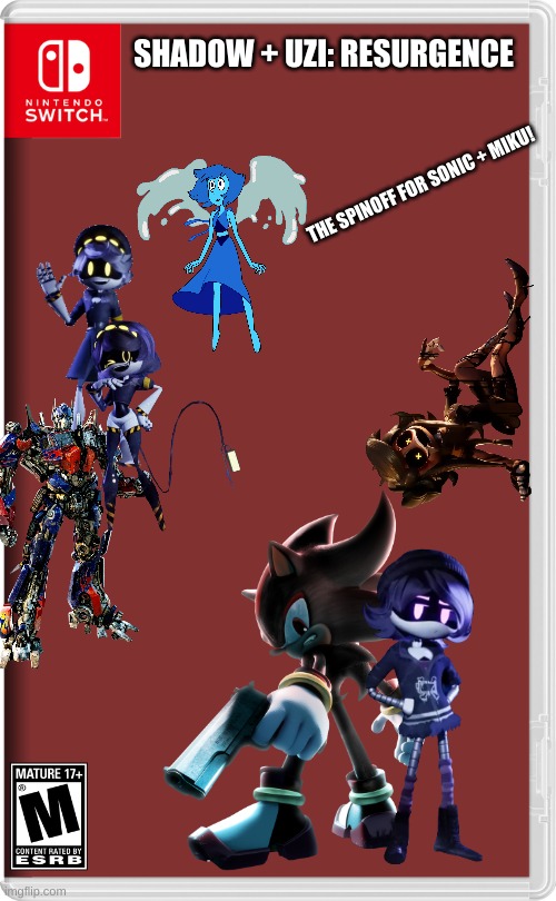 Bet yall didn't expect a full franchise | SHADOW + UZI: RESURGENCE; THE SPINOFF FOR SONIC + MIKU! | image tagged in nintendo switch | made w/ Imgflip meme maker